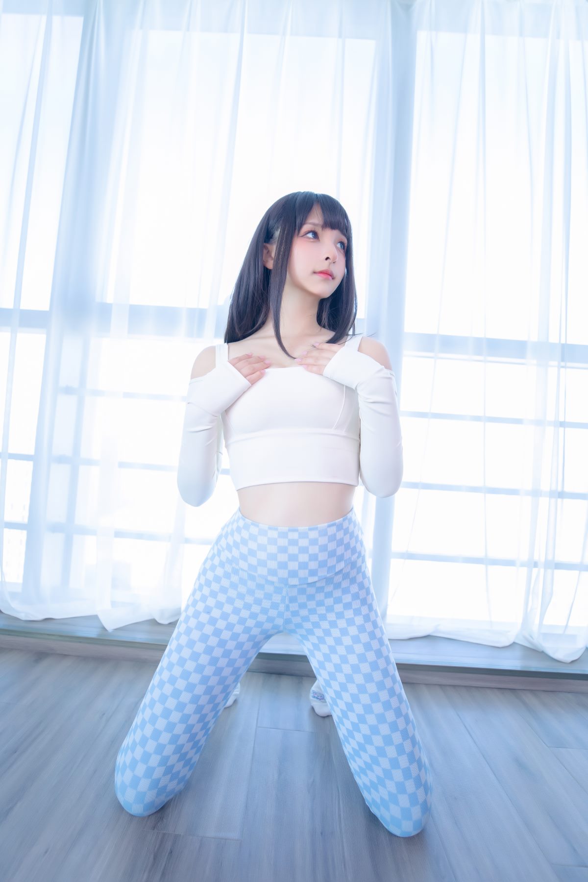 Coser@神楽坂真冬 Vol 083 蓝白格 0011 9976282794.jpg