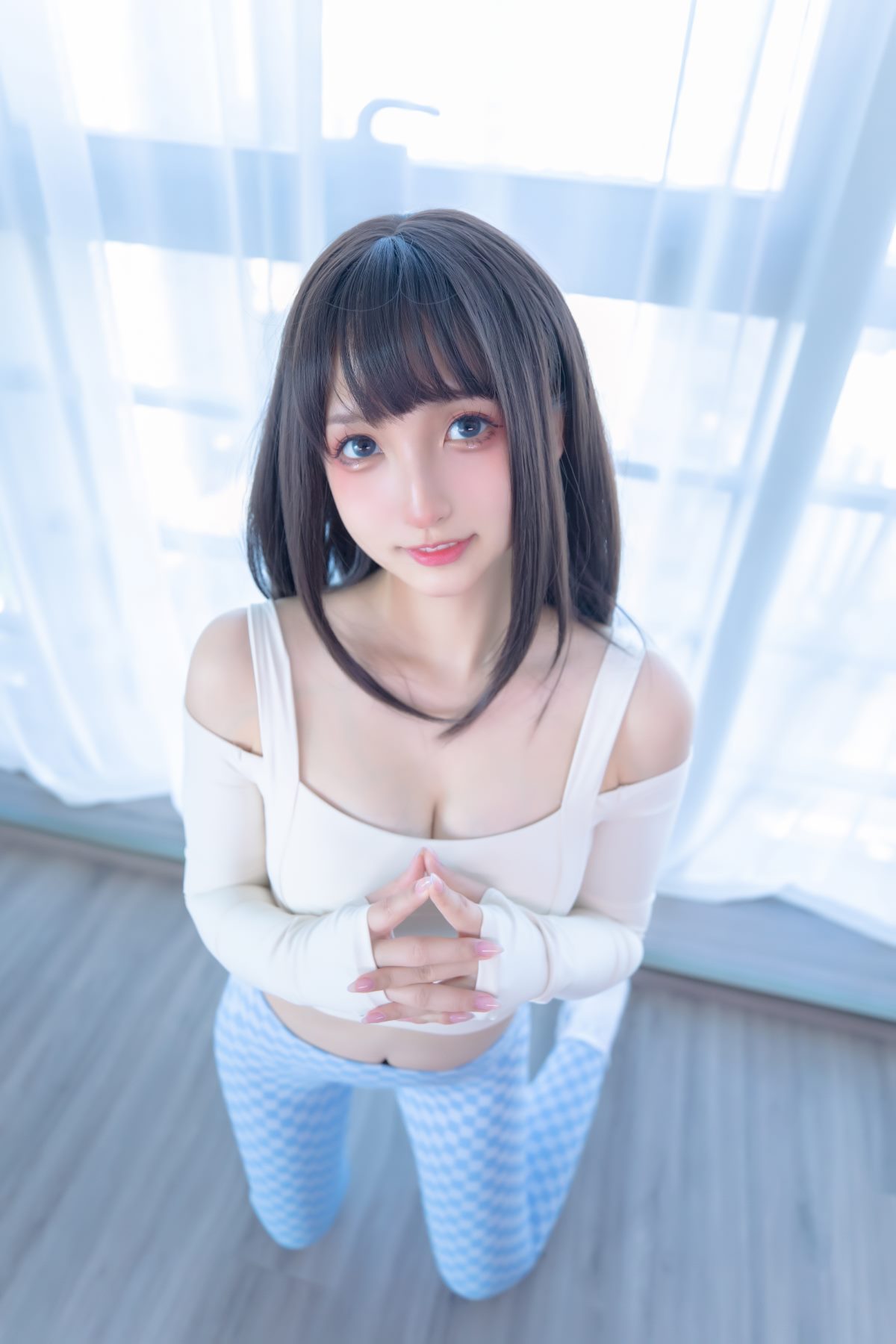 Coser@神楽坂真冬 Vol 083 蓝白格 0016 1635668146.jpg