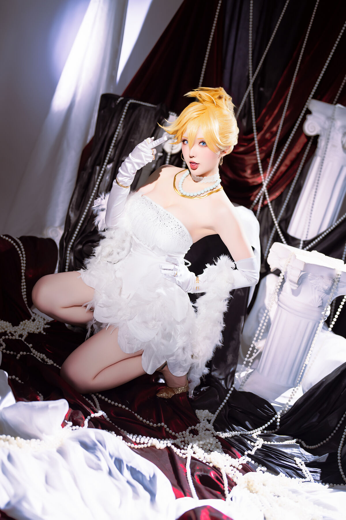 Coser@星之迟迟Hoshilily 吊带袜天使 潘迪礼服 0027 3485489942.jpg